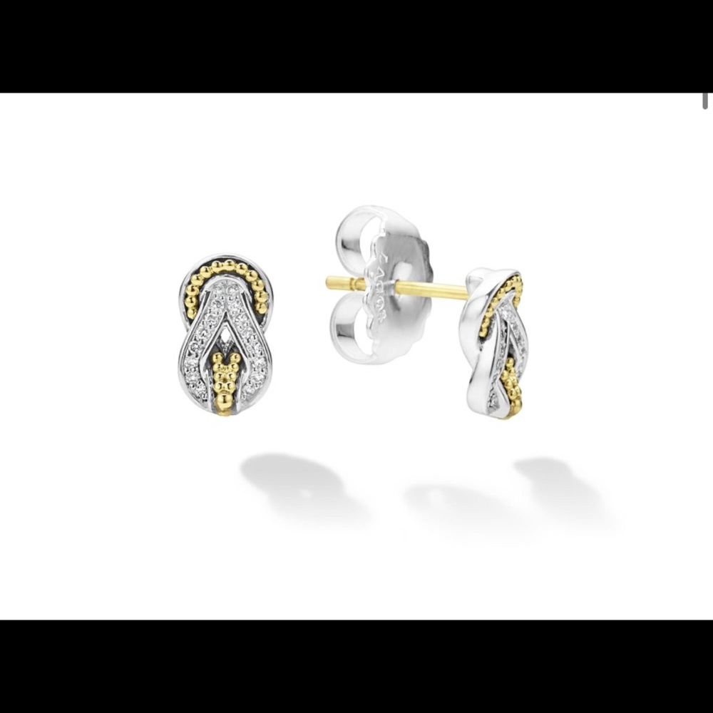 NWT Lagos Two Tone 18K & Diamond Earrings